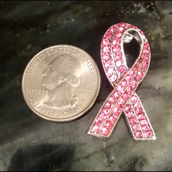 COPY - Pink Ribbon Rhinestone Breast Cancer Pin New In Package - Picture 2 of 3
